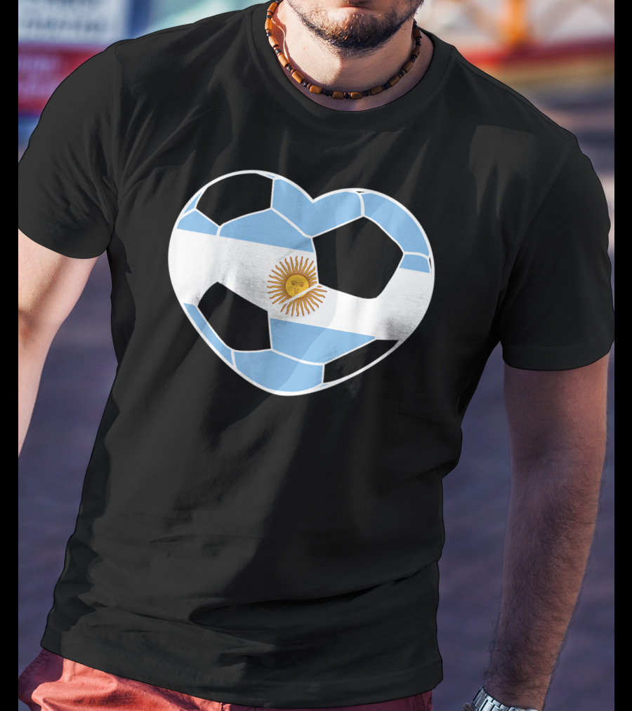 Argentina Soccer Ball Heart Flag Emblem Argentina T-Shirt