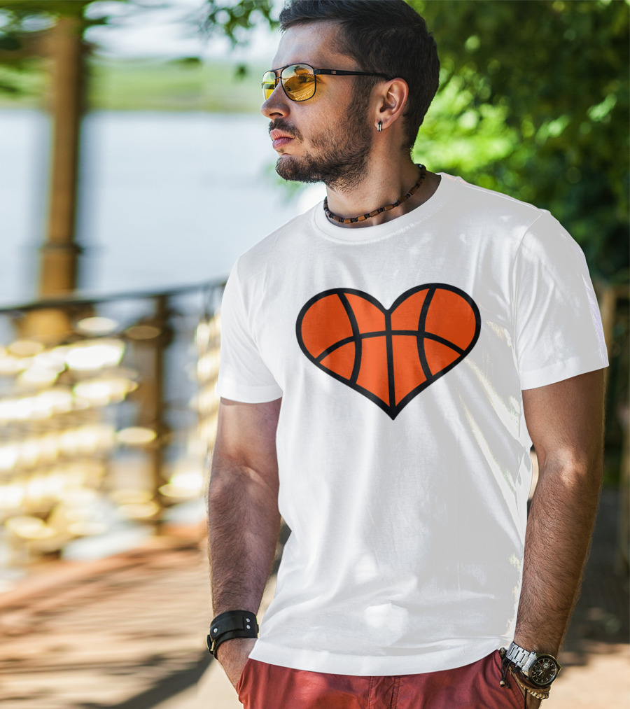 Basketball Heart Shape Orange Ball Lines T-Shirt