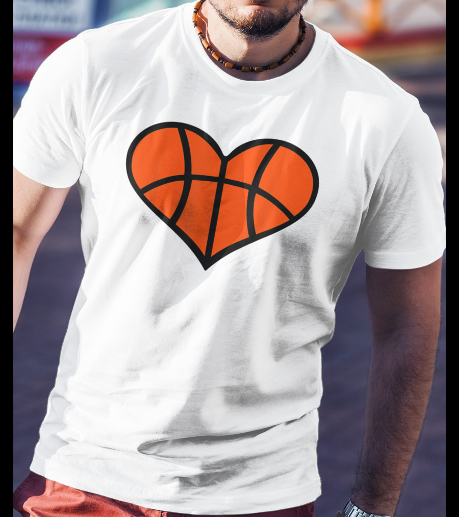 Basketball Heart Shape Orange Ball Lines T-Shirt