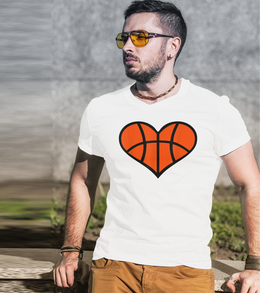 Basketball Heart Shape Orange Ball Lines T-Shirt