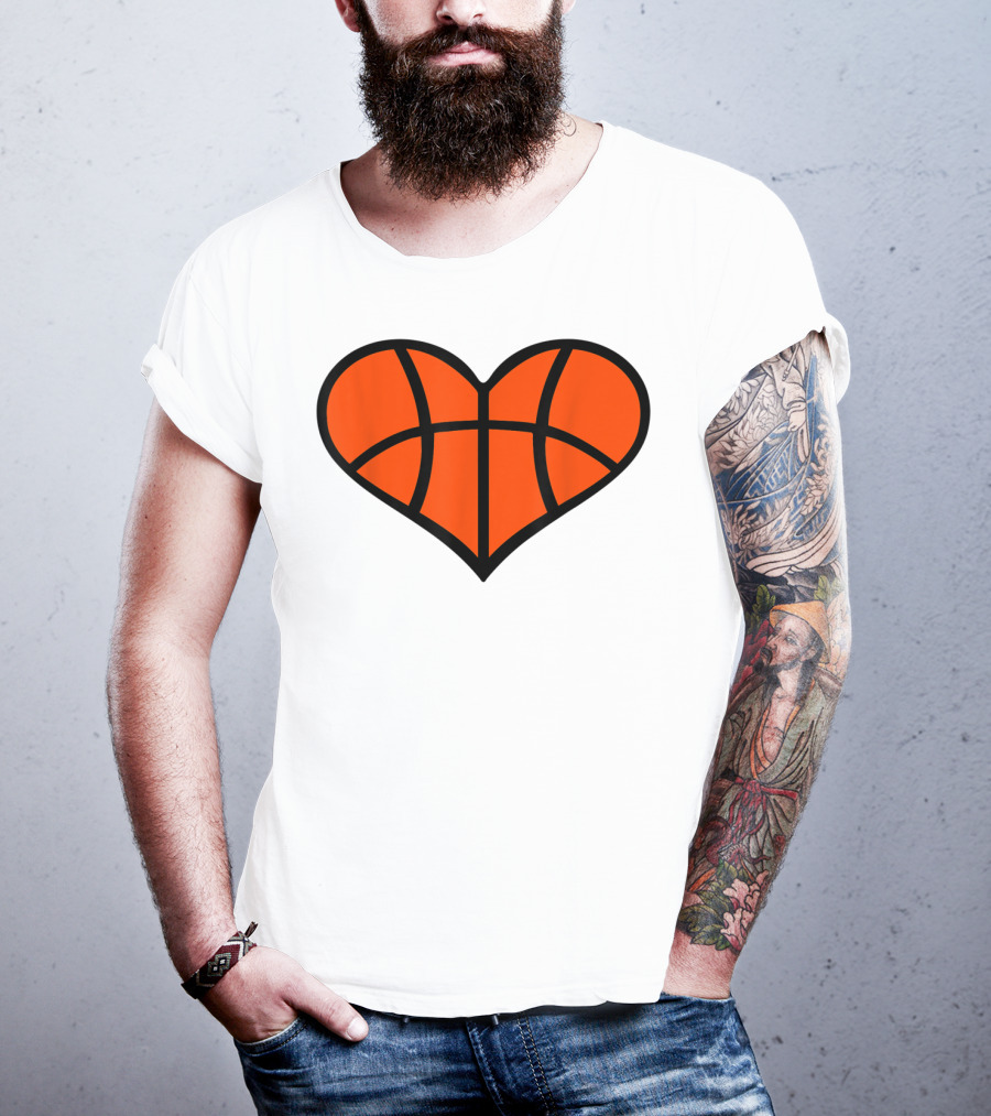 Basketball Heart Shape Orange Ball Lines T-Shirt