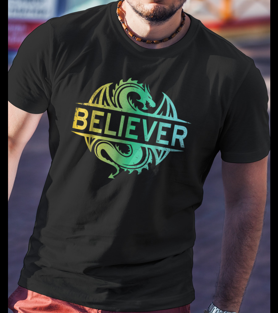 Believer Dragon Gradient Circle T-Shirt