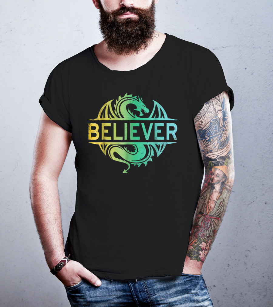 Believer Dragon Gradient Circle T-Shirt