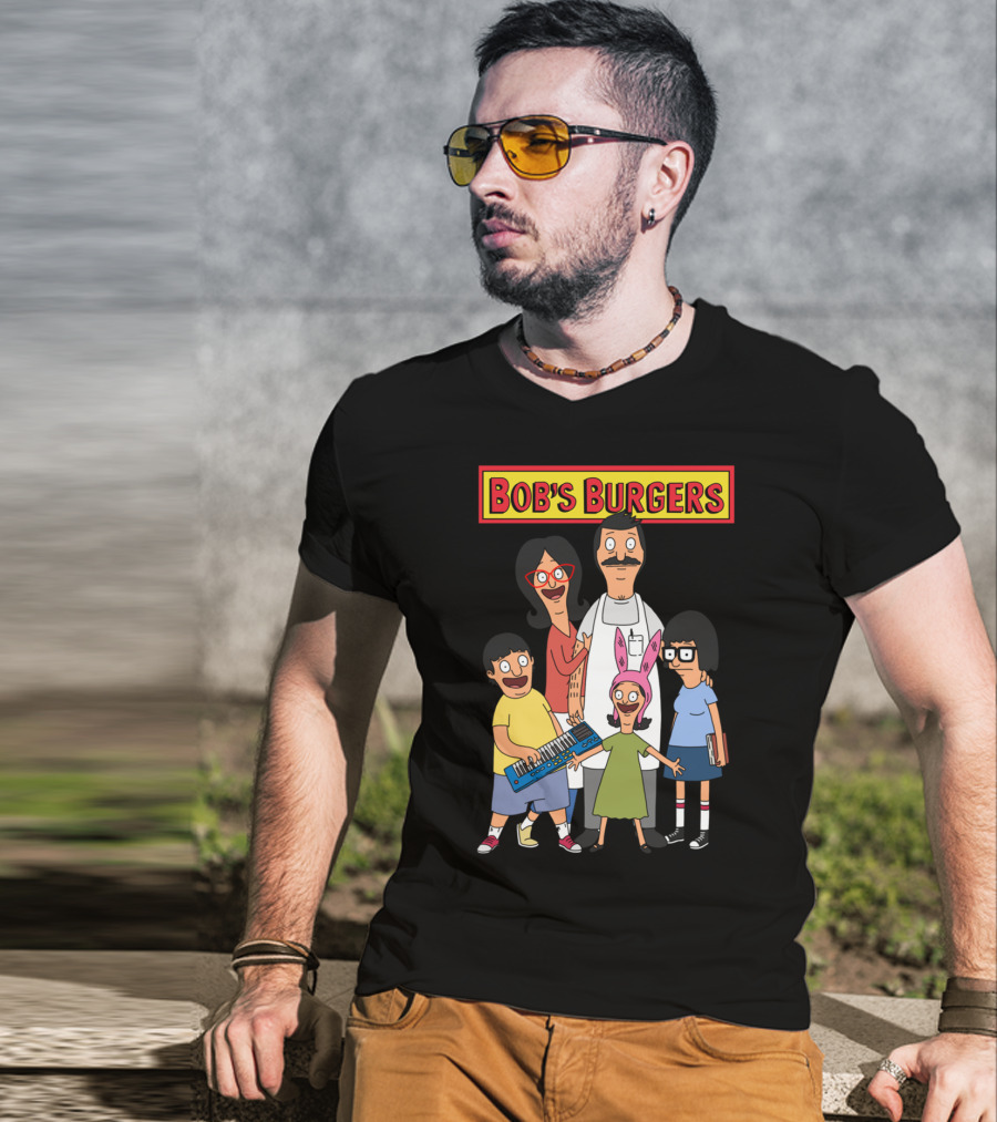 Bob's Burgers Animated Family Group With Bob Linda Tina Gene Louise T-Shirt
