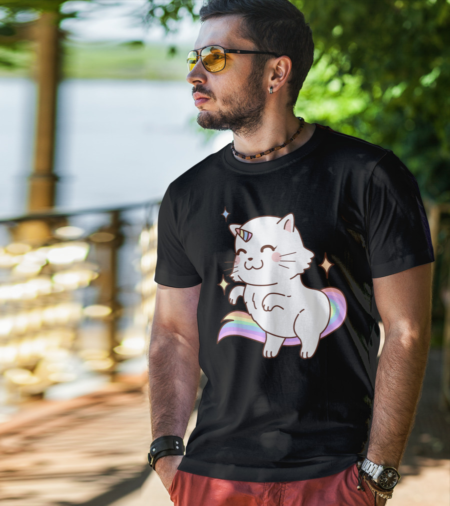 Caticorn Rainbow Cat Kittycorn Unicorn Kawaii Sparkles T-Shirt