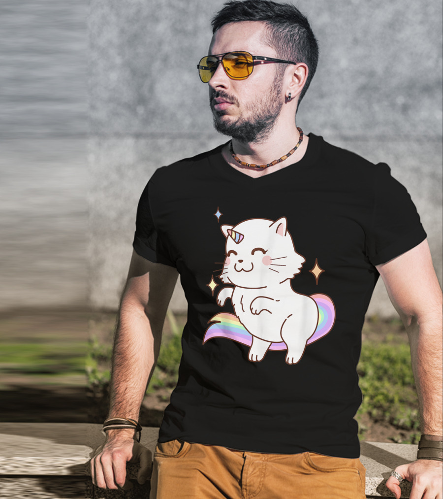 Caticorn Rainbow Cat Kittycorn Unicorn Kawaii Sparkles T-Shirt