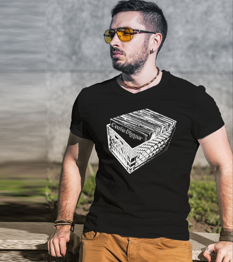 Crate Digger Vinyl Records Collection DJ Enthusiast T-Shirt