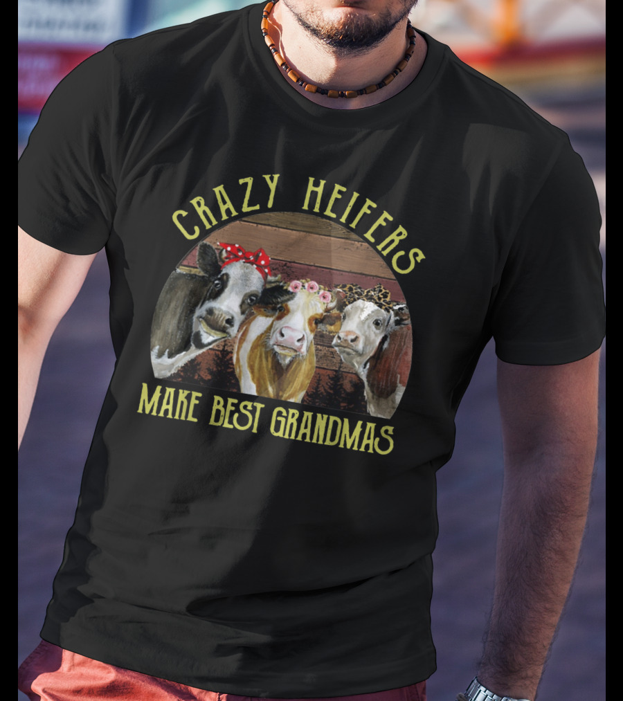 Crazy Heifers Make Best Grandmas Funny Cow Trio With Accessories T-Shirt