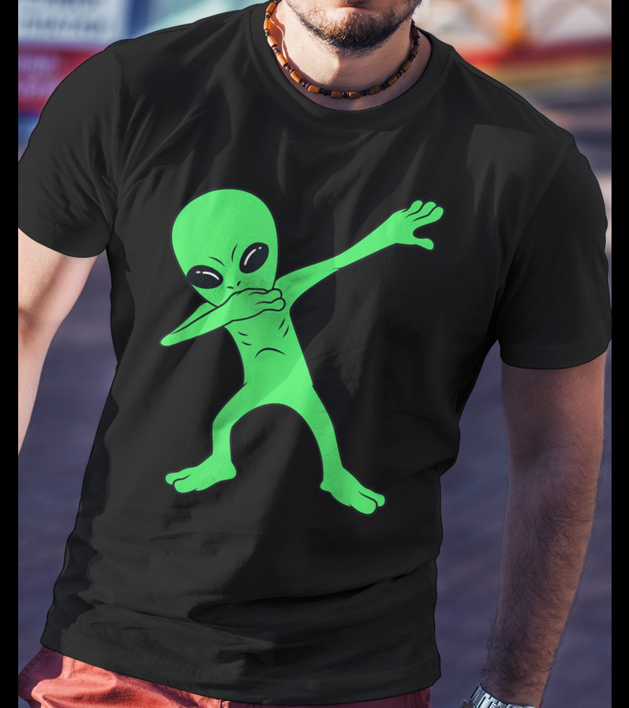 Dabbing Green Alien Halloween Funny Dab Dance T-Shirt
