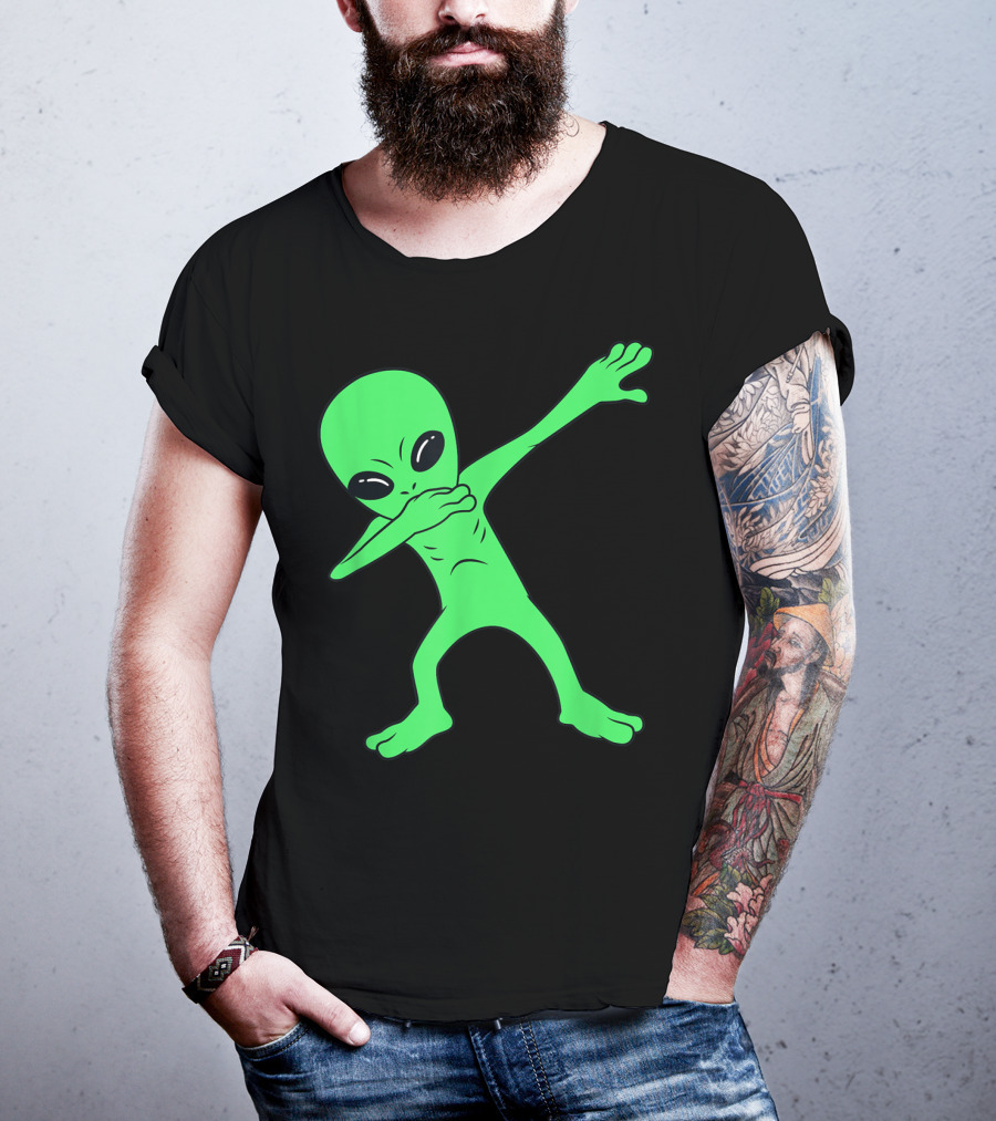 Dabbing Green Alien Halloween Funny Dab Dance T-Shirt