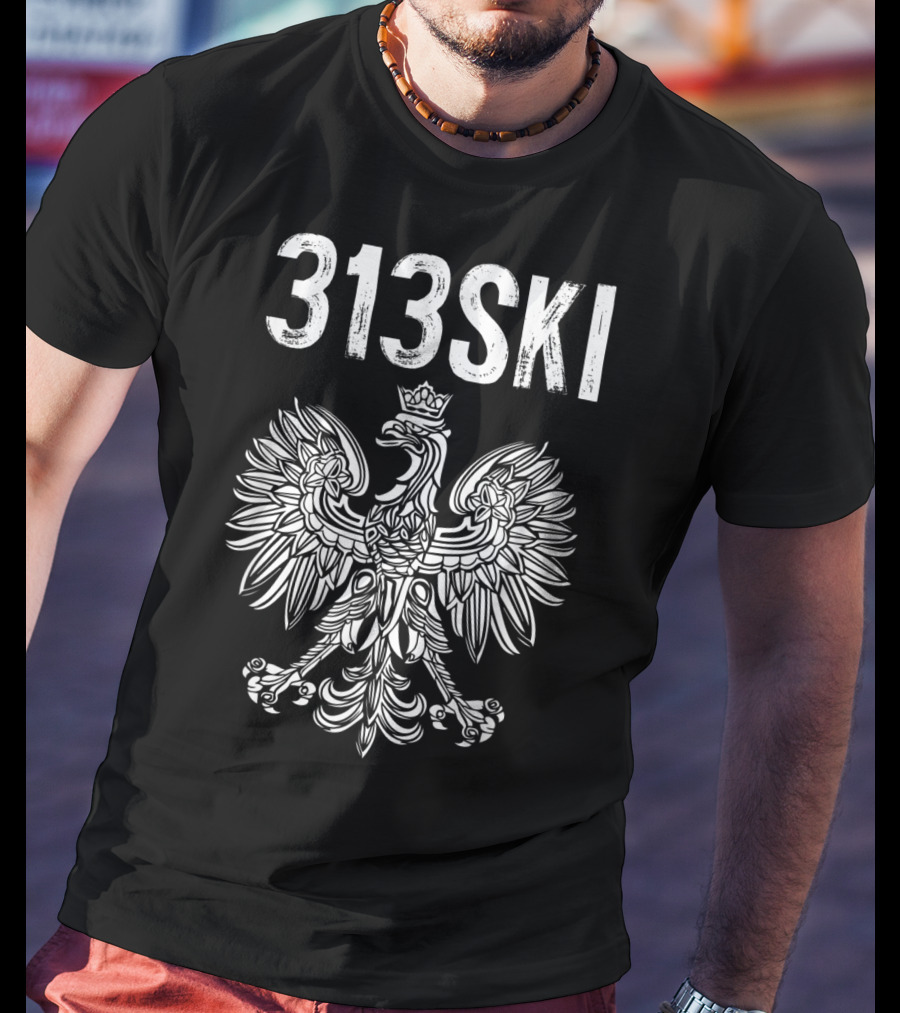 313SKI Detroit Michigan Polish Pride Area Code 313 Eagle T-Shirt