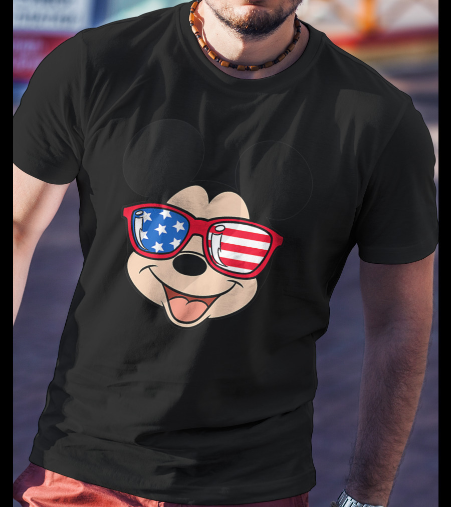 Disney Mickey Mouse American Flag Sunglasses T-Shirt