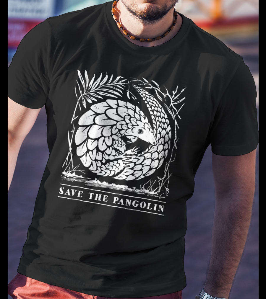 Endangered Species Save The Pangolin Circle Leaves T-Shirt