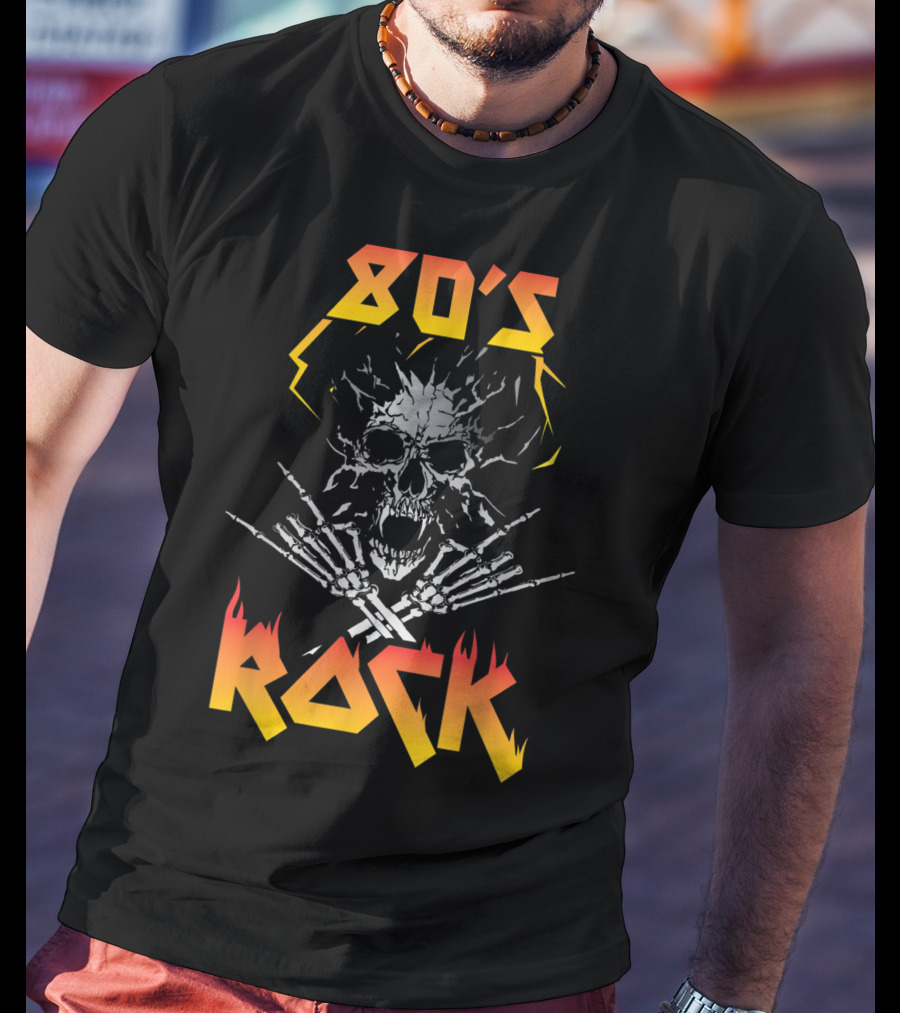80's Rock Skull And Skeleton For Eighties Rockers T-Shirt