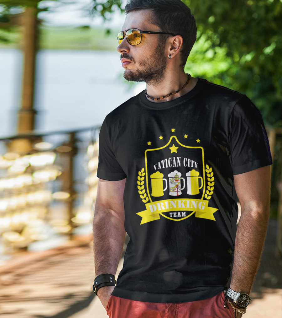 Vatican City Drinking Team Beer Crest Casual Teamwear T-Shirt