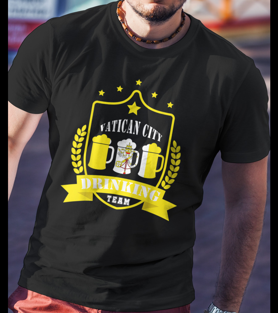 Vatican City Drinking Team Beer Crest Casual Teamwear T-Shirt