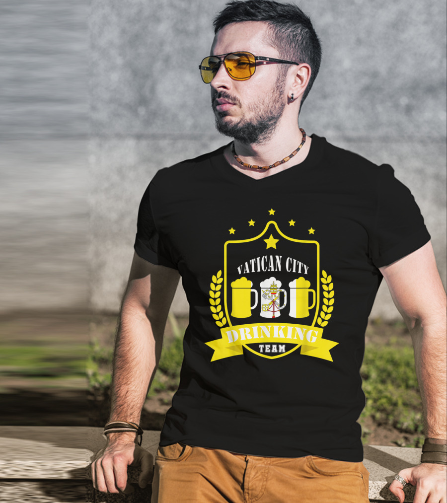 Vatican City Drinking Team Beer Crest Casual Teamwear T-Shirt