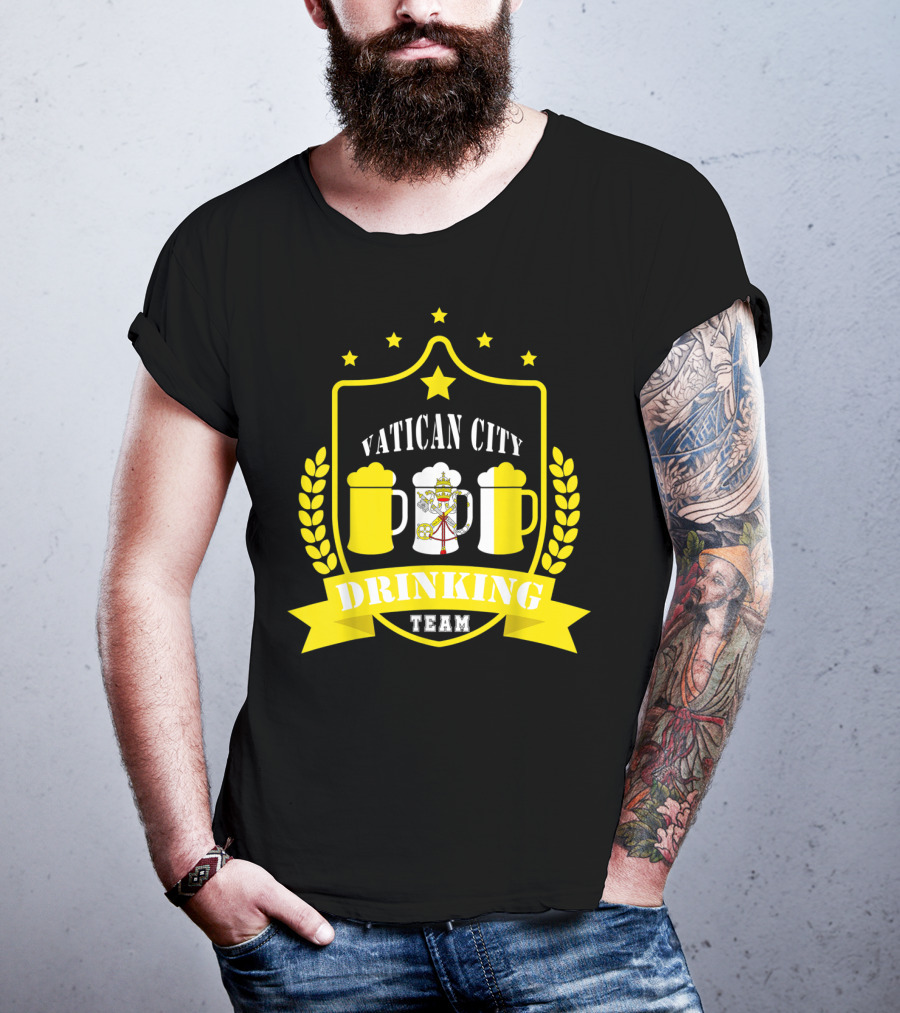 Vatican City Drinking Team Beer Crest Casual Teamwear T-Shirt