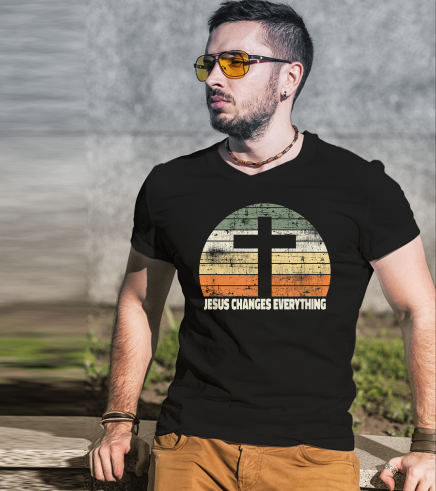 Faith Cross Vintage Jesus Changes Everything T-Shirt