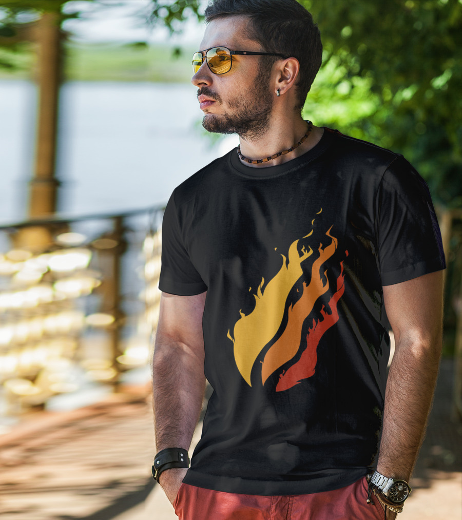 Fire Nation Boys Gaming Playz Streamer Gamer Fiery Flame Elements T-Shirt