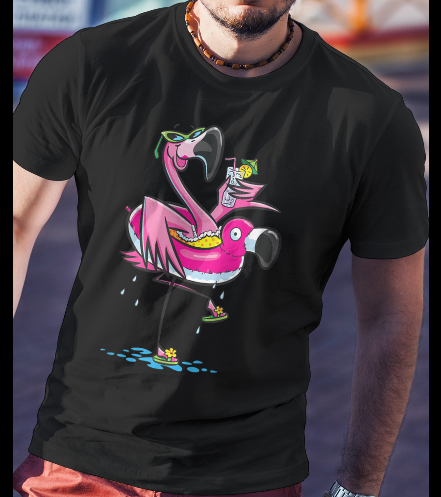 Flamingo That's What I Do I Drink And I Know Things With Sunglasses And Tropical Drink T-Shirt