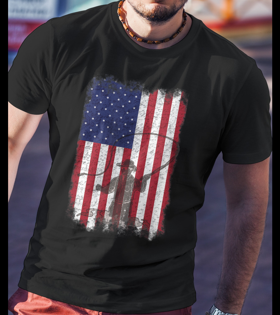 American Flag Fly Fishing Fisherman T-Shirt