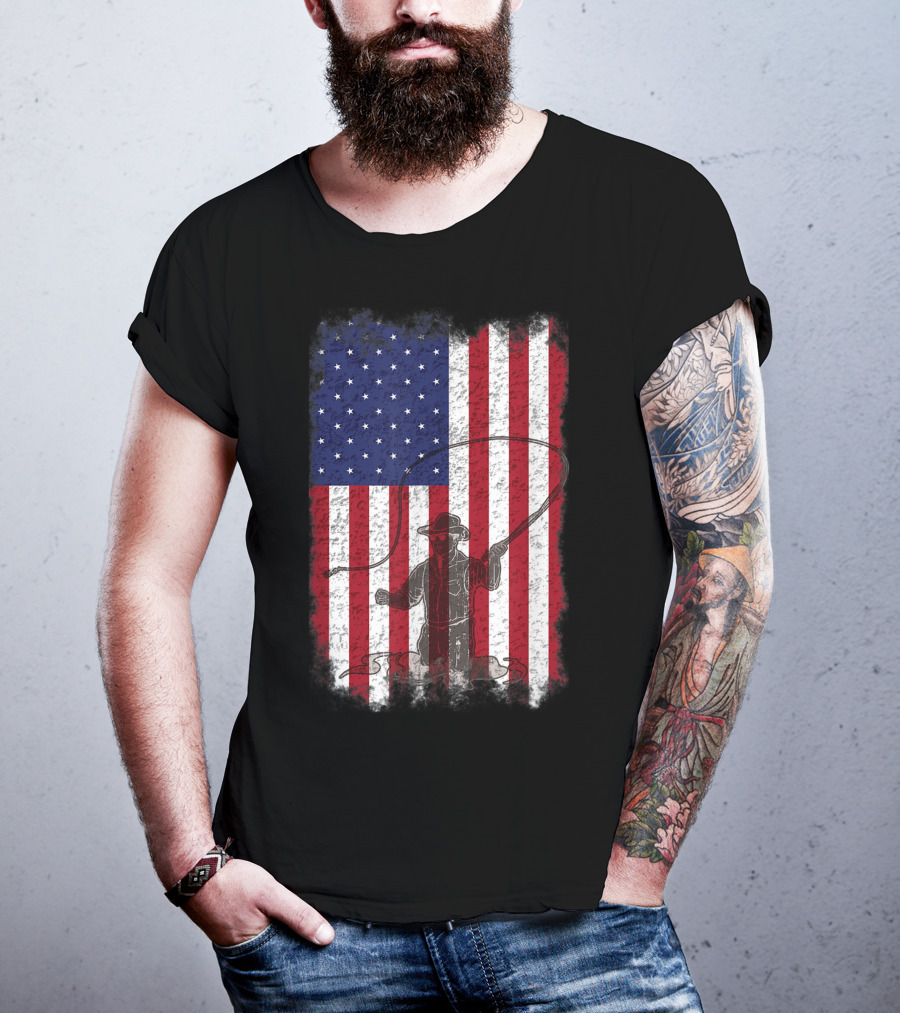 American Flag Fly Fishing Fisherman T-Shirt