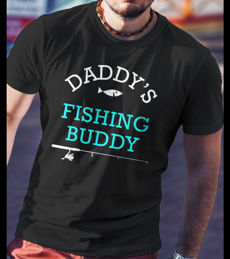 Daddy's Fishing Buddy Funny Fish And Rod T-Shirt