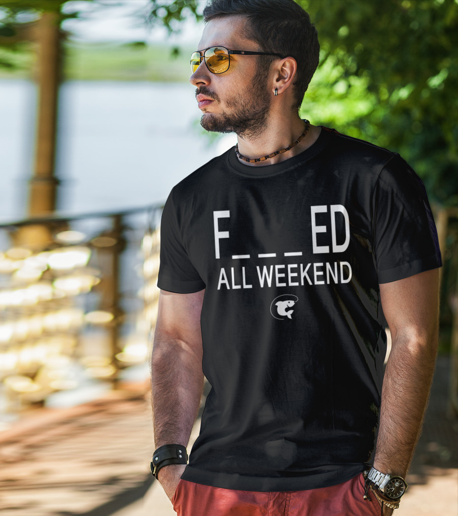Fished All Weekend Funny Fishing Tee Cod Fish Image T-Shirt