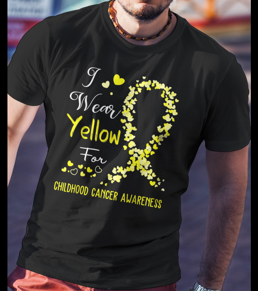 I Wear Yellow For Childhood Cancer Awareness Heart T-Shirt