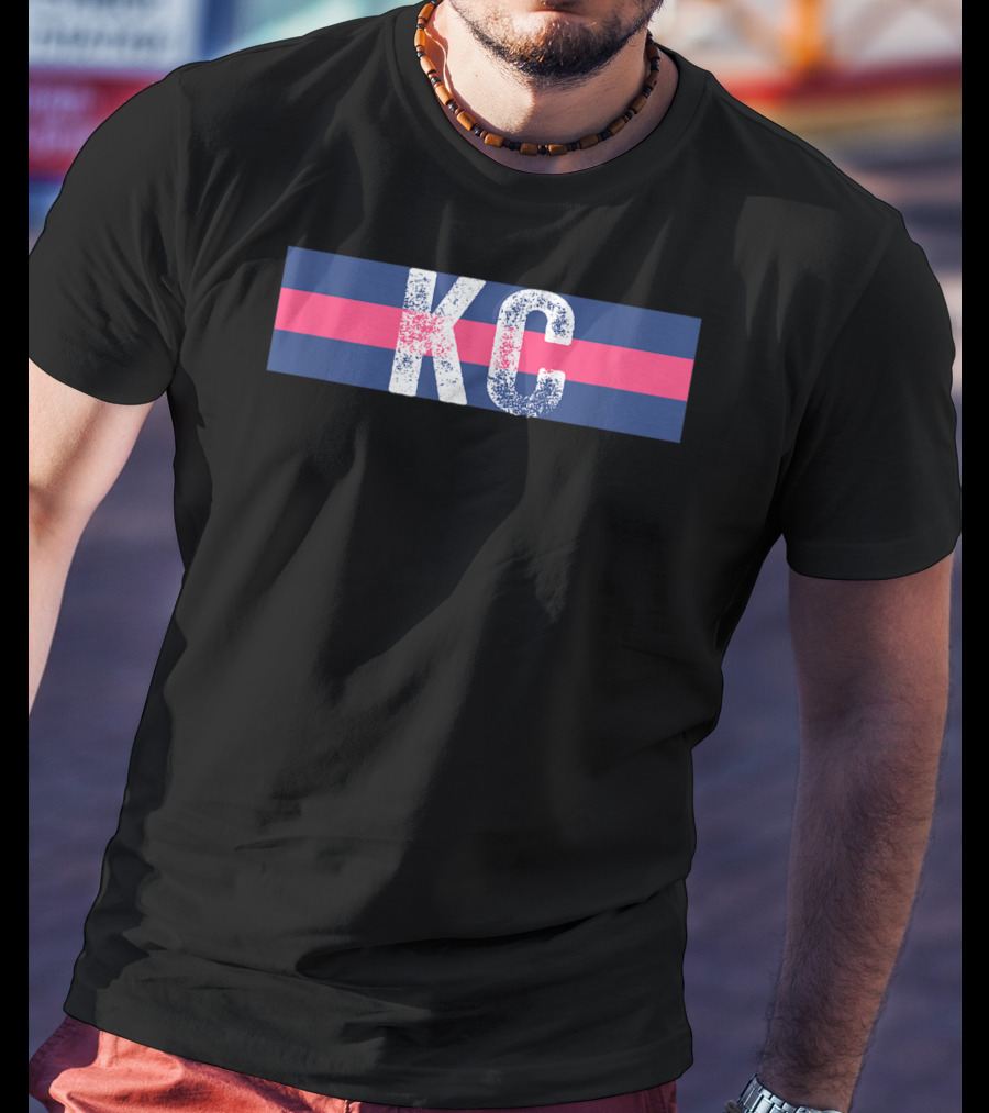 KC Royal Blue Pink Vintage Kansas City Stripes T-Shirt