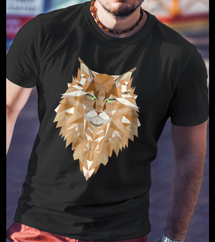 Maine Coon Cat Geometric T-Shirt