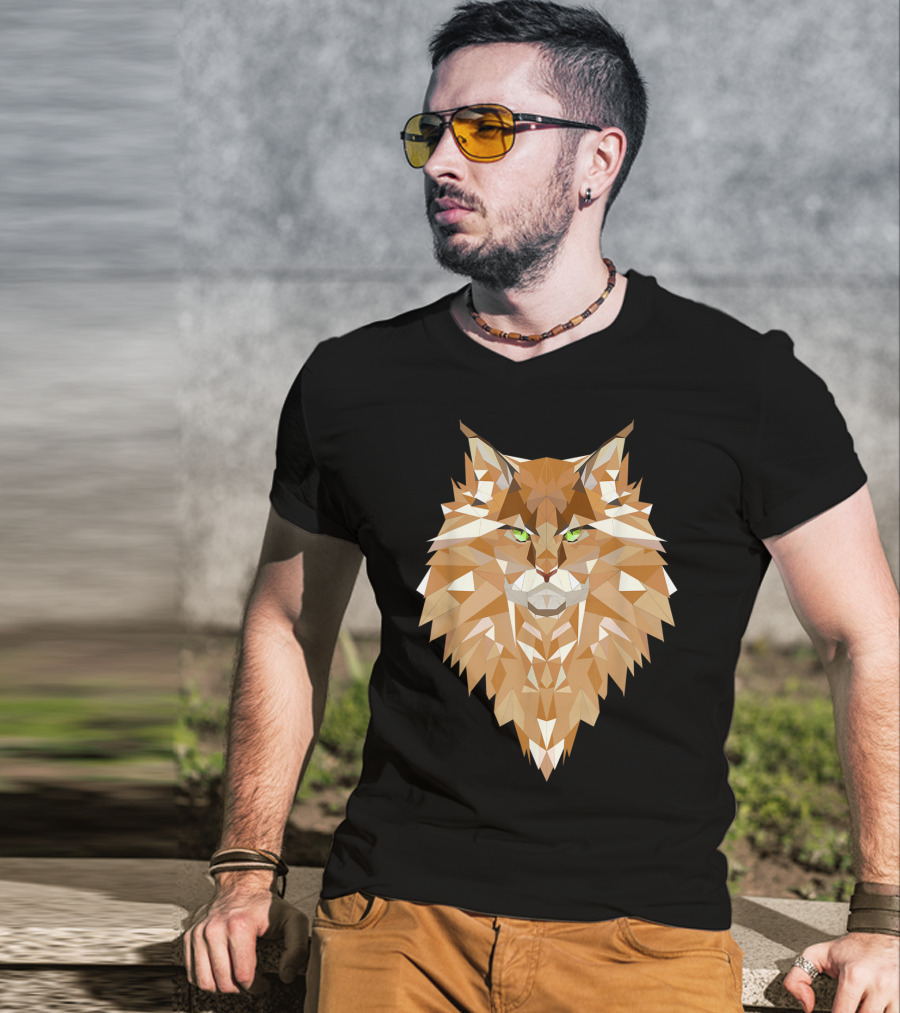 Maine Coon Cat Geometric T-Shirt