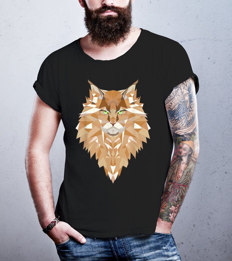Maine Coon Cat Geometric T-Shirt