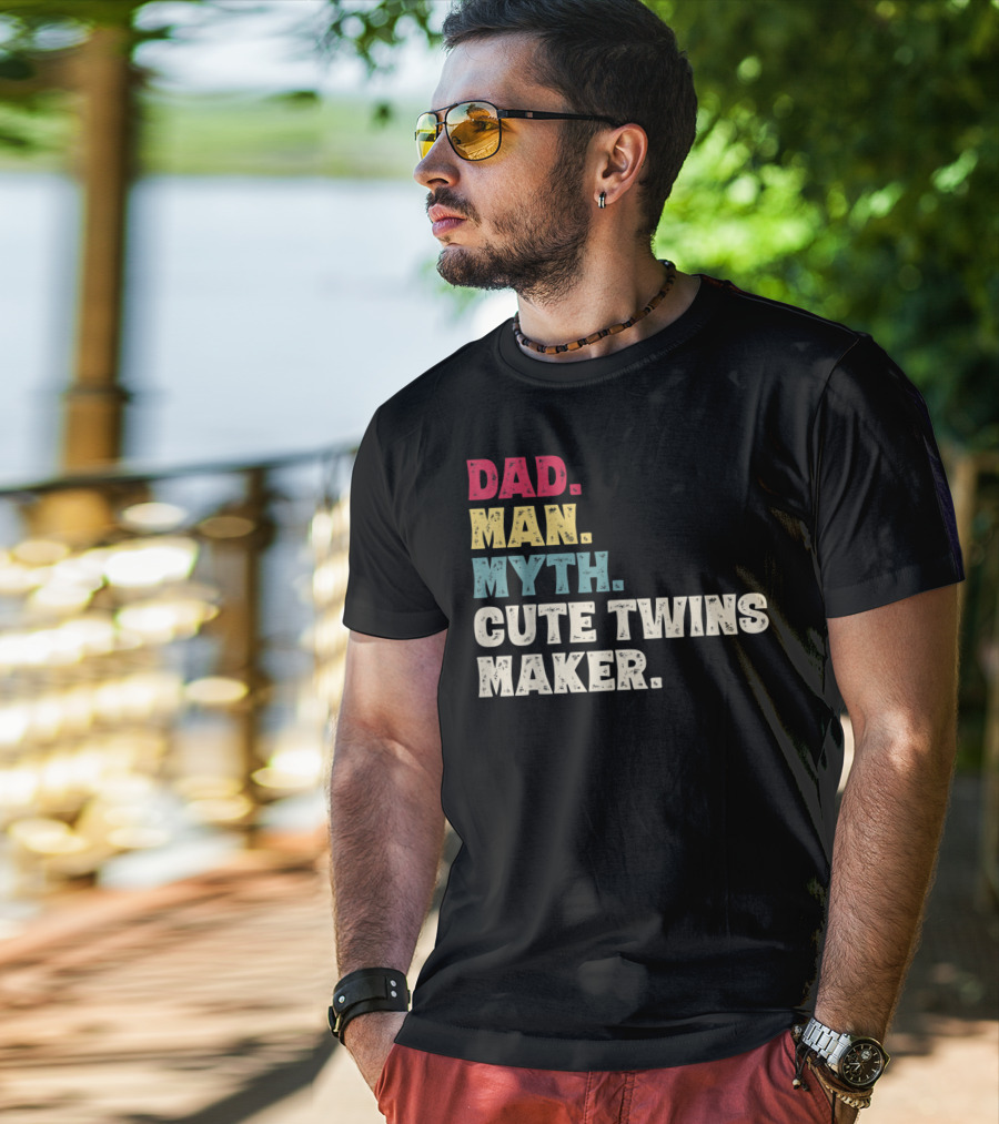 Dad Man Myth Cute Twins Maker New Dad Father T-Shirt