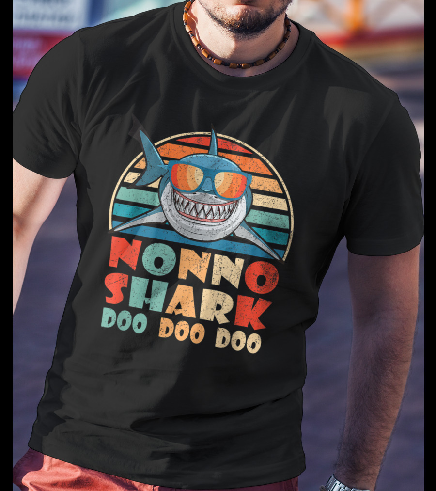 Nonno Shark Doo Doo Doo Retro Sunglasses Vintage Family Birthday T-Shirt