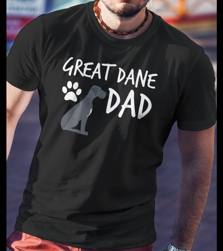 Great Dane Dad Dog Paw Print Puppy Lover T-Shirt