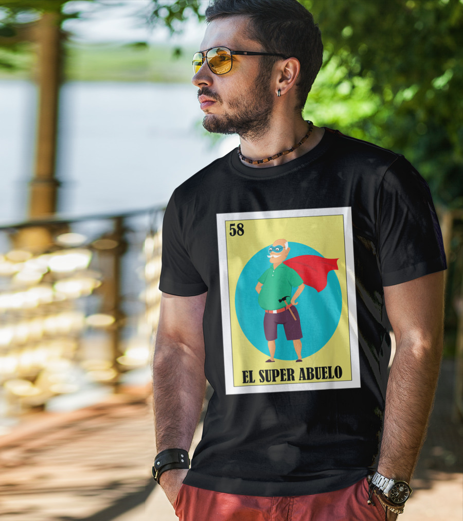58 Mens Loteria El Super Abuelo Reg Hero Grandpa T-Shirt