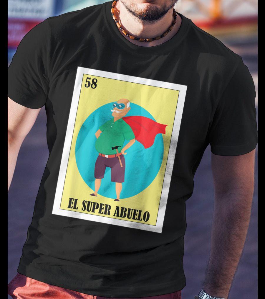 58 Mens Loteria El Super Abuelo Reg Hero Grandpa T-Shirt