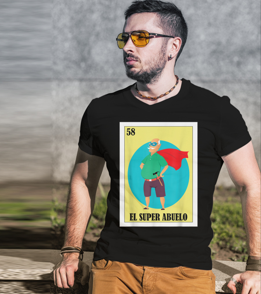 58 Mens Loteria El Super Abuelo Reg Hero Grandpa T-Shirt