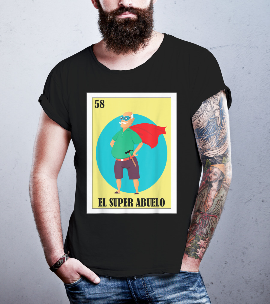 58 Mens Loteria El Super Abuelo Reg Hero Grandpa T-Shirt