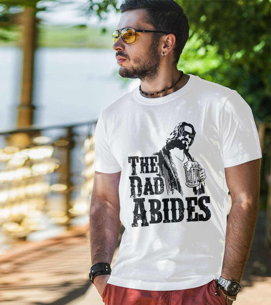 Mens Dad Abides Holding Beer Mug T-Shirt