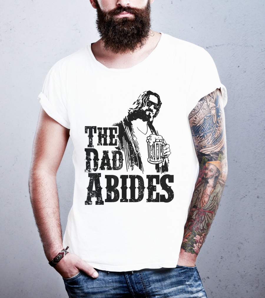 Mens Dad Abides Holding Beer Mug T-Shirt