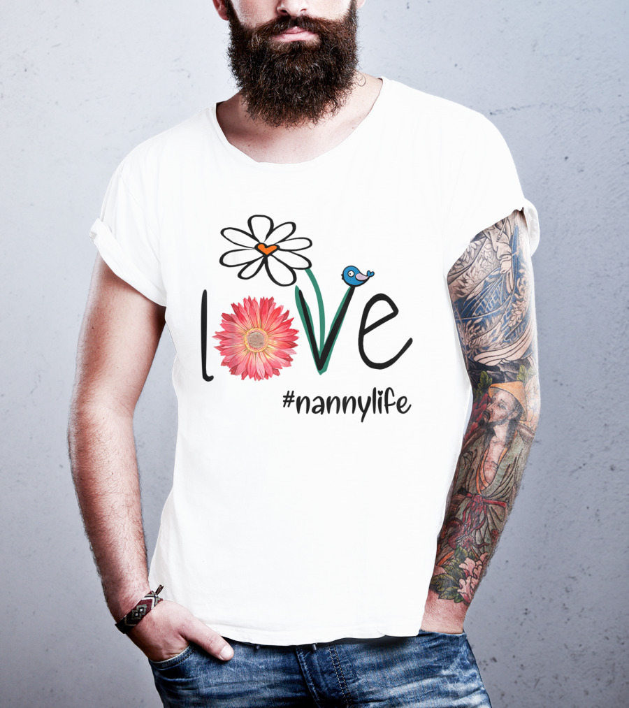 Love Floral Heart Mom Nanny Life #mimilife T-Shirt