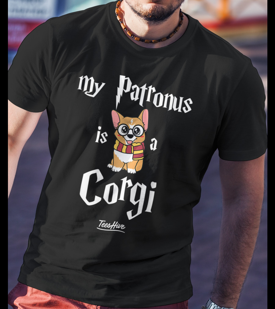 My Patronus Is A Corgi Dog Funny Corgi Love TeesHive T-Shirt