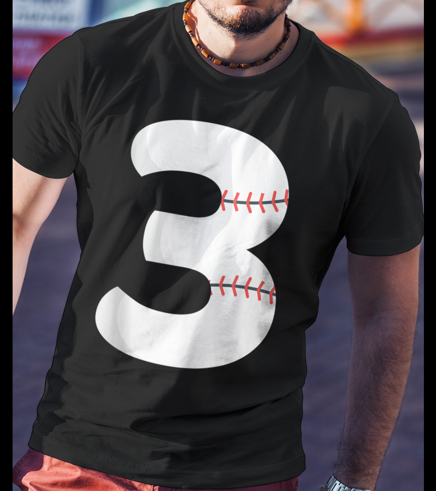 Number 3 Baseball Pitcher Batter Team Concept T-Shirt