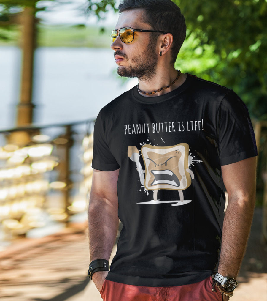 Peanut Butter Is Life Funny Angry Toast Character T-Shirt