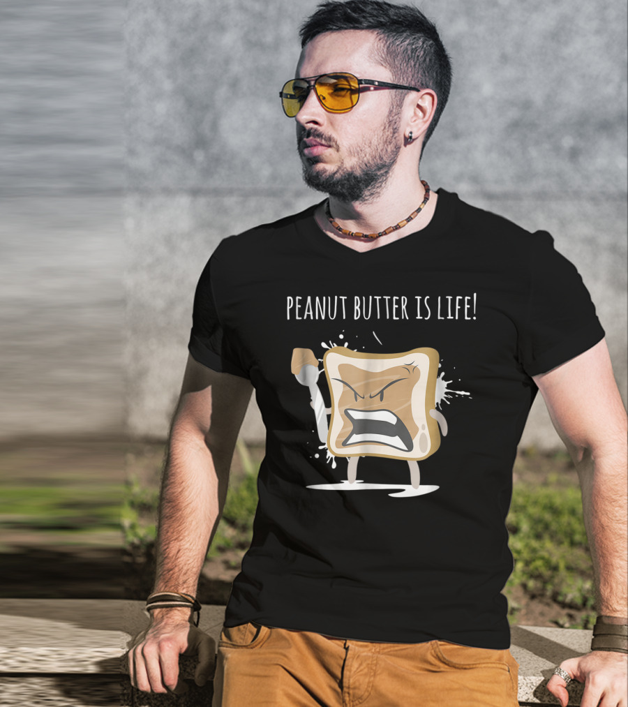 Peanut Butter Is Life Funny Angry Toast Character T-Shirt