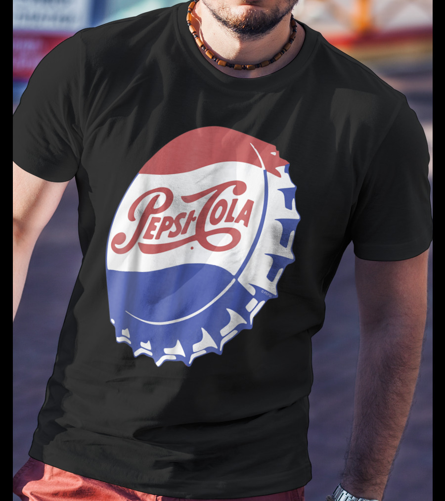 Pepsi Cola Vintage Bottle Cap Logo Soft Drinks Retro Branding T-Shirt