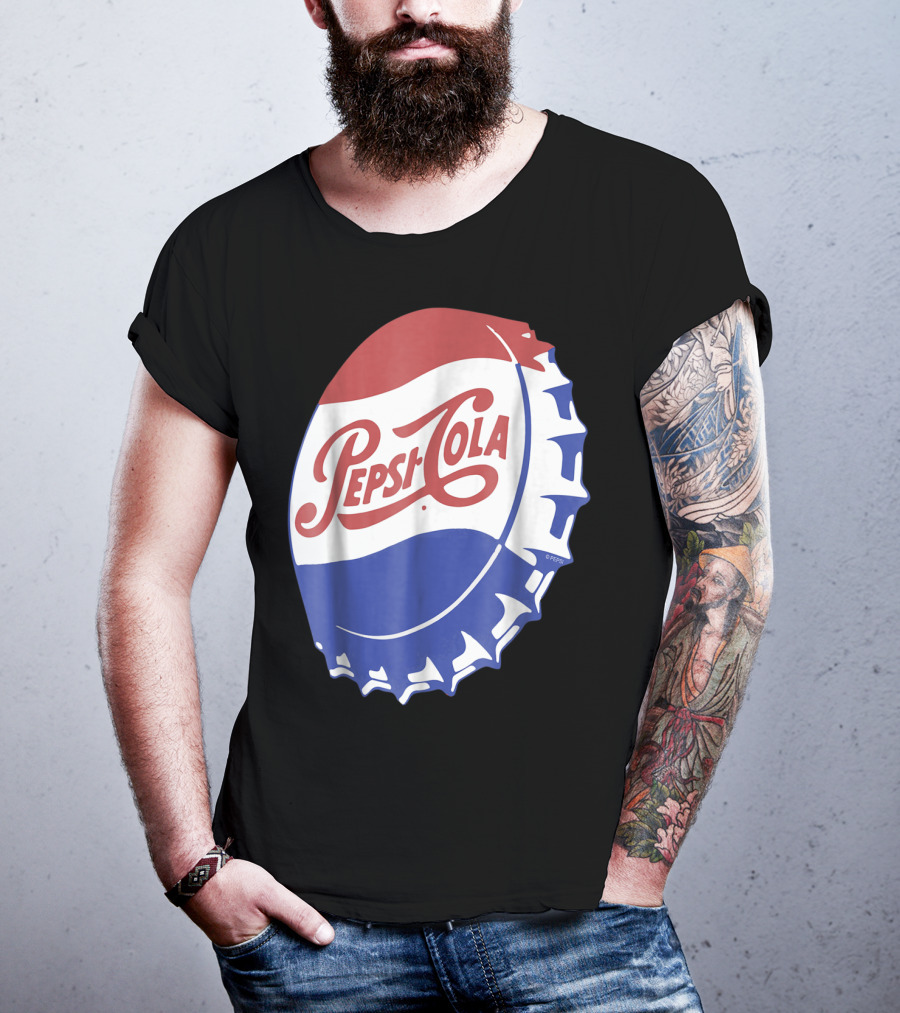 Pepsi Cola Vintage Bottle Cap Logo Soft Drinks Retro Branding T-Shirt